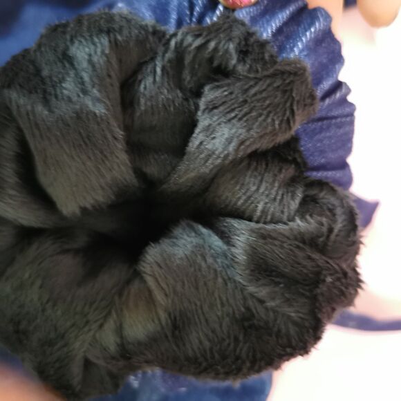 Vintage Y2K Denim Leg Warmers with Faux Fur Trim Rare Harajuku Kawaii Streetwear - Picture 9 of 12